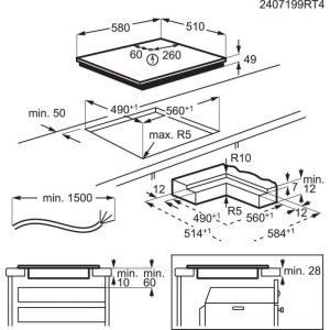 Induction hob - ELECTROLUX - 4 burners including adjustable left zone - 58 x 51 cm - EIV66453I