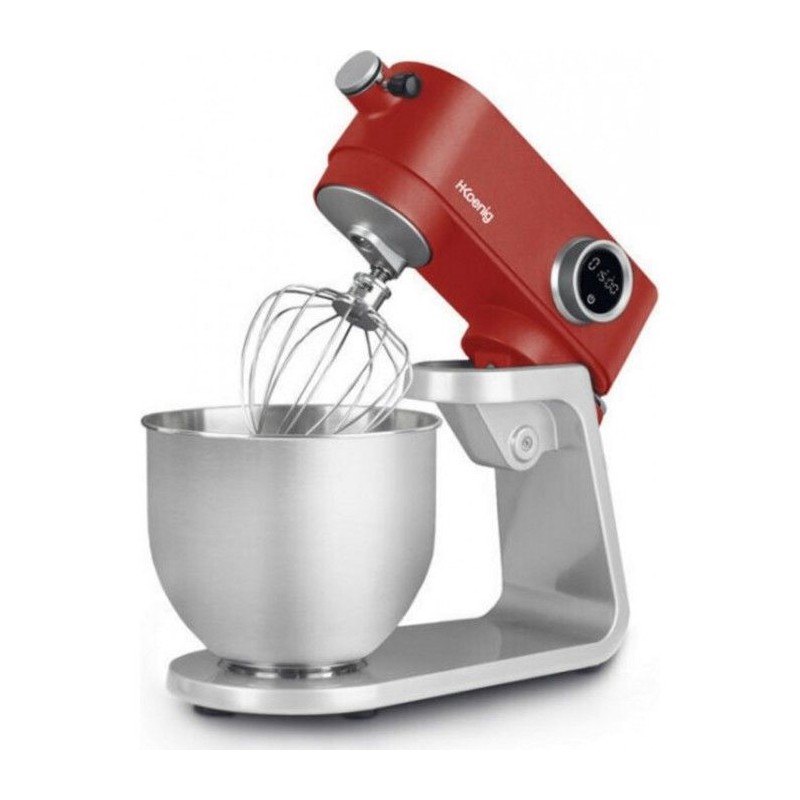 Robot pâtissier - HKoeNIG - KM124 - 5L - 8 vitesses - Rouge mat et argent