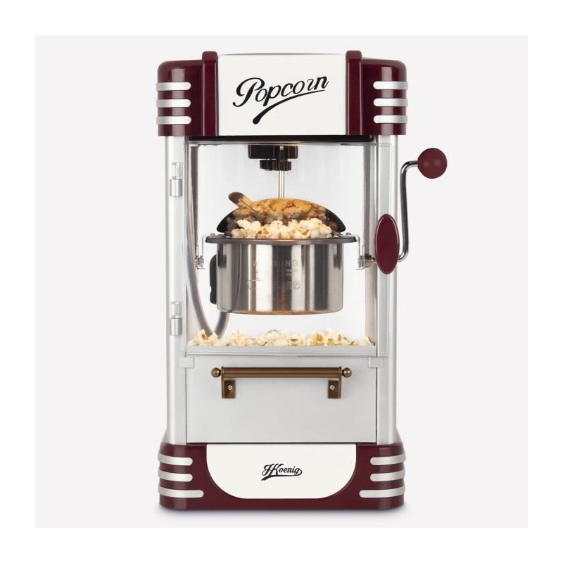 Popcorn machine - HKoeNIG - Retro design - Capacity 50g - Interior light