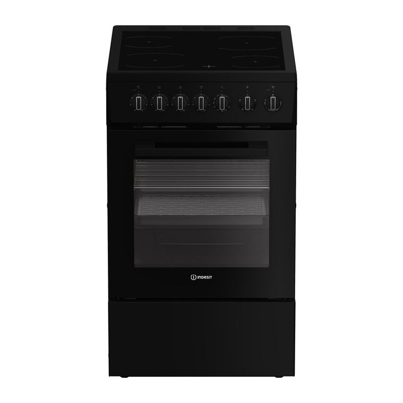 Cuisiniere vitrocéramique - INDESIT - I5V3PCB - 4 foyers - 7700 W - L50 cm - Noir