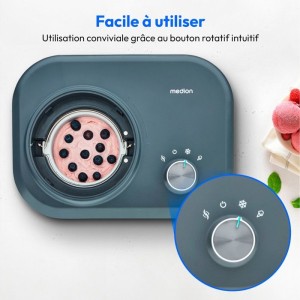 MEDION Eismaschine mit Kompressor (Geeignet zur Herstellung von Speiseeis, Frozen Yogurt und Sorbets, 1 Liter, 100 ml)