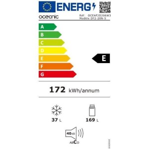 OCEANIC OCEAF2D206W3 Kühlschrank + Gefrierschrank – 2 Türen – 206 l – statische Kälte – Weiß