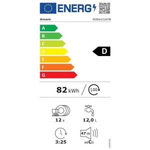 Lave-vaisselle pose libre OCEANIC OCEALV1247B - 12 couverts - 47 dB noir