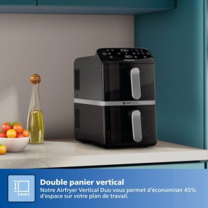 PHILIPS Heißluftfritteuse – Serie 4000 Vertikal Duo NA461/00 – 10 l Fassungsvermögen – Doppeltank – 2750 W