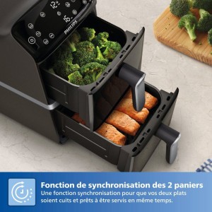 PHILIPS Heißluftfritteuse – Serie 4000 Vertikal Duo NA461/00 – 10 l Fassungsvermögen – Doppeltank – 2750 W