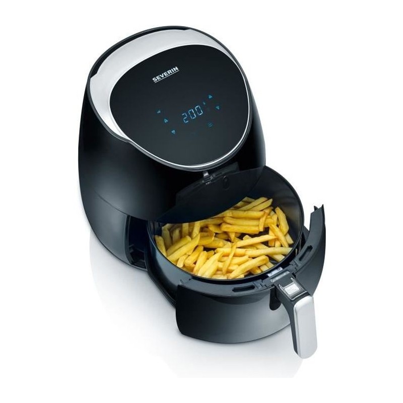 SEVERIN FR2445 XXL Heißluft-Multikocher: 5L - Ölfreie Fritteuse - 8 Programme - einstellbarer Thermostat - LED-Anzeige - schwa