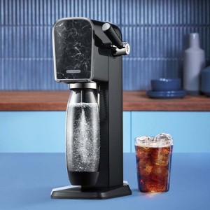 SODASTREAM Soda- und Sprudelwasserbereiter – Marmoroptik – 1 x 1-Liter-Spülmaschinenflasche – 1 x 60-Liter-Gaskartusche
