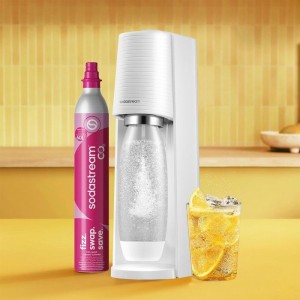 Machine a soda et eau pétillante SODASTREAM - TERRA Blanche - 1 bouteille compatible lave-vaisselle - 1 recharge de gaz 60L