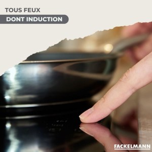 Batterie de cuisine - Tous feux dont induction - FACKELMANN - Geneva - Inox - 2 poeles 24 et 28, 3 casseroles et 6 ustensiles