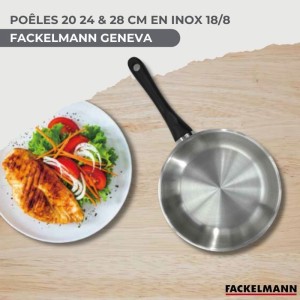Batterie de cuisine a induction - FACKELMANN - Geneva - Inox 18/8 - 12 pieces - 3 poeles, 3 casseroles et 6 ustensiles