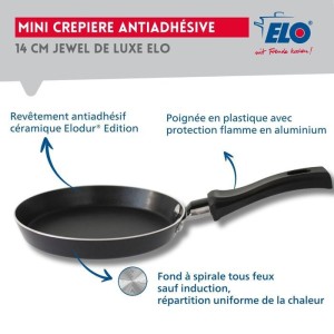 Ensemble de 2 mini poele a crepe - ELO - Jewel de Luxe - Ø 14 cm - Revetement céramique