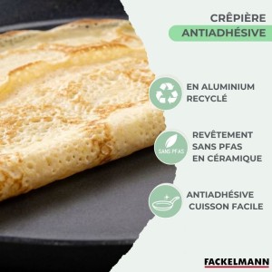 Candlemas-Crêpe-Maker-Set - FACKELMANN - BRANDAO - Ø 26 cm - 3 Utensilien