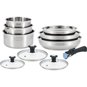 Induktionskochgeschirr-Set – ARTHUR MARTIN – AM0006 – Edelstahl 18/10 – 10-teilig – abnehmbarer Griff