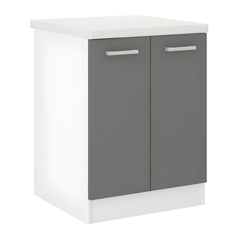 ULTRA Meuble bas de cuisine L 60 cm avec plan de travail inclus - Gris
