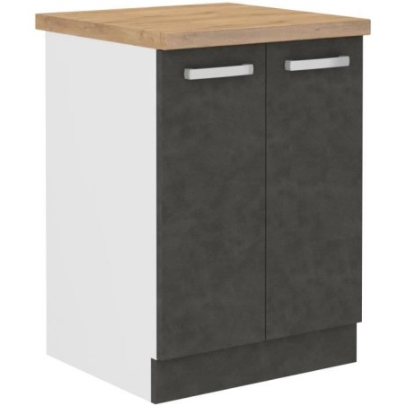 Unterschrank mit 2 Flügeltüren - Mattgrau - L 60 x T 51,6 x H 85 cm - LASSEN