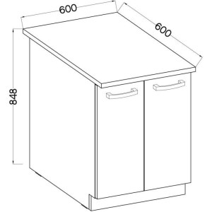 Unterschrank mit 2 Flügeltüren - Mattgrau - L 60 x T 51,6 x H 85 cm - LASSEN