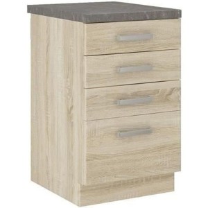 Niedriger Schrank mit 4 Schubladen und Arbeitsplatte - Sonoma-Eiche-Finish - L 40 x T 51,6 x H 85 cm - LASSEN
