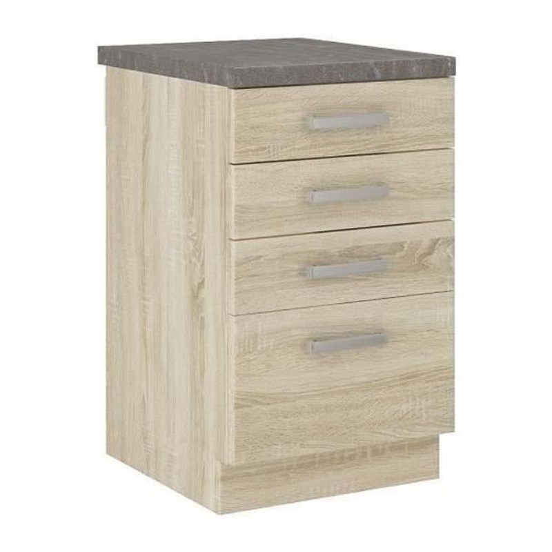 Low cabinet 4 drawers with worktop - Sonoma chene decor - L 40 x D 51.6 x H 85 cm - LASSEN