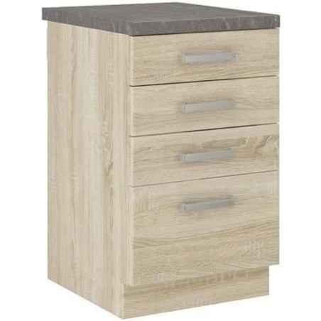 Low cabinet 4 drawers with worktop - Sonoma chene decor - L 40 x D 51.6 x H 85 cm - LASSEN