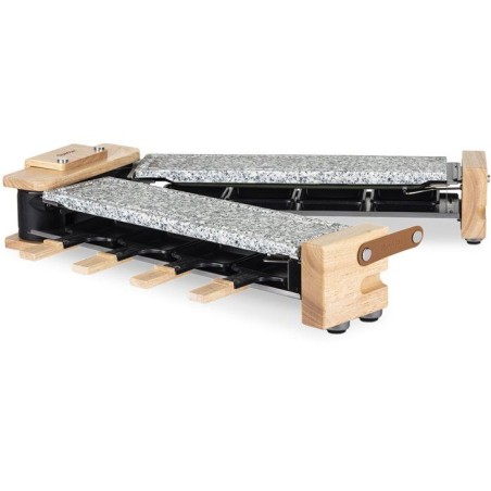 Raclettegrill - HKoeNIG - WOD362 - 1400 W - Für bis zu 8 Personen - Drehbarer Sockel - Holzdesign