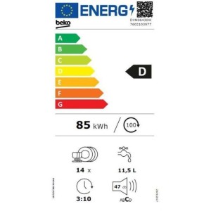 BEKO DVN06430W freistehender Geschirrspüler – 14 Maßgedecke – L60 cm – 47 dB – Weiß