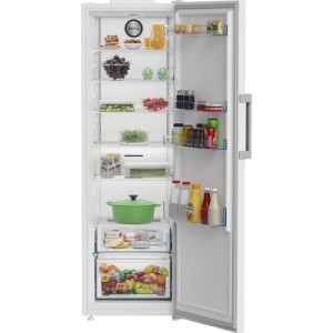 Réfrigérateur monoporte - BEKO - B1RMLNE444W - 365 L - Ventilé - Clayette porte bouteille - Classe E - 186,5x 59,7x 70,9 - Bl