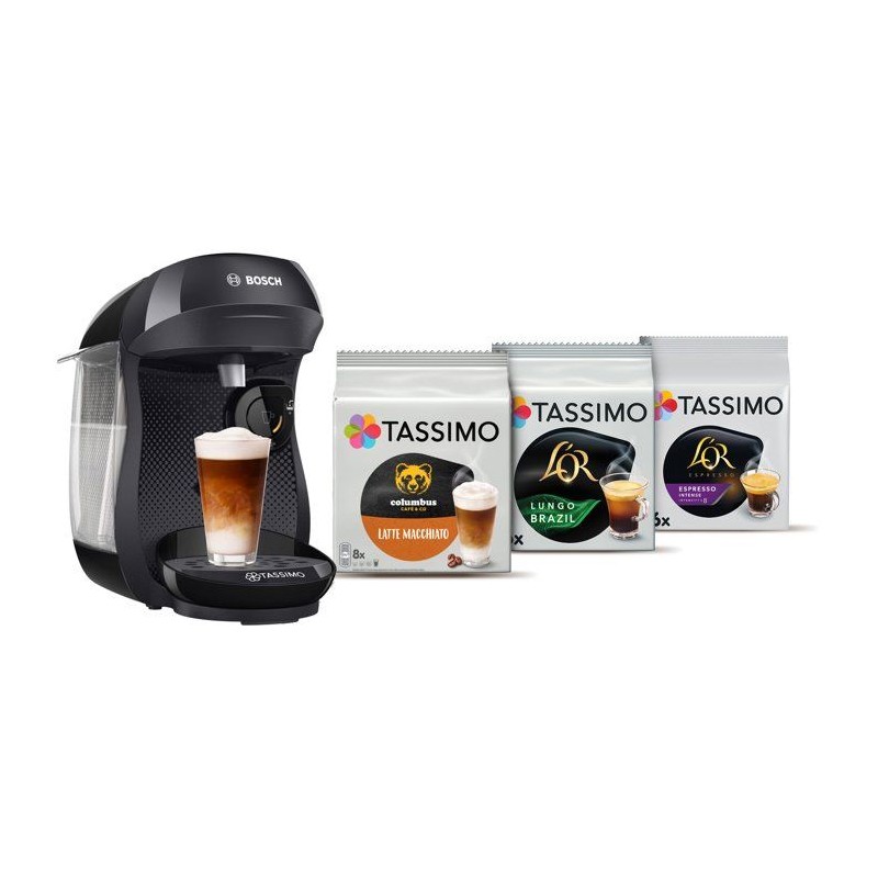 Machine a café Tassimo Happy noir + 3 packs de T- Discs - BOSCH - TAS102EC3