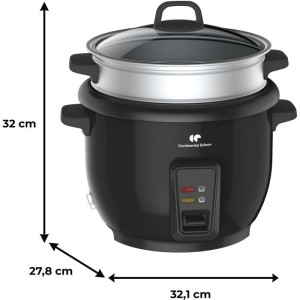 Reiskocher - CONTINENTAL EDISON - CECR18B - 700 W - 1,8 l - Mit Dampfkorb - Warmhaltefunktion - Edelstahl