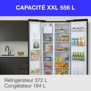 Amerikanischer Kühlschrank - CONTINENTAL EDISON - CERANF556B1 - Wasser-/Eisspender - Klasse E - 91,1 x 70,6 x 178 cm - Schwarz