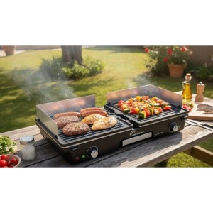 Elektrische Grillplatte – LITTLE BALANCE – Dual 2000 Nopifas – 2000 W – 2 unabhängige Kochzonen – PFAS-frei – Schwa
