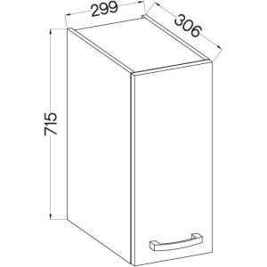 Hochschrank mit 1 Flügeltür - Sonoma Eiche Dekor - L 30 x T 31,6 x H 72cm - LASSEN