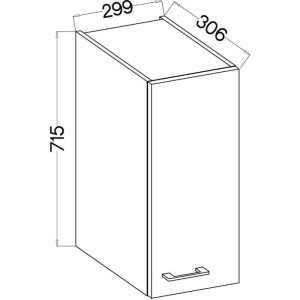 Hochschrank - MODENA - 30 cm - Artisan-Eiche und Mattschwarz - CUISINIER