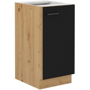 Unterschrank - MODENA - 40 cm - 1 Flügeltür - Artisan-Eiche und Mattschwarz - CUISINIER