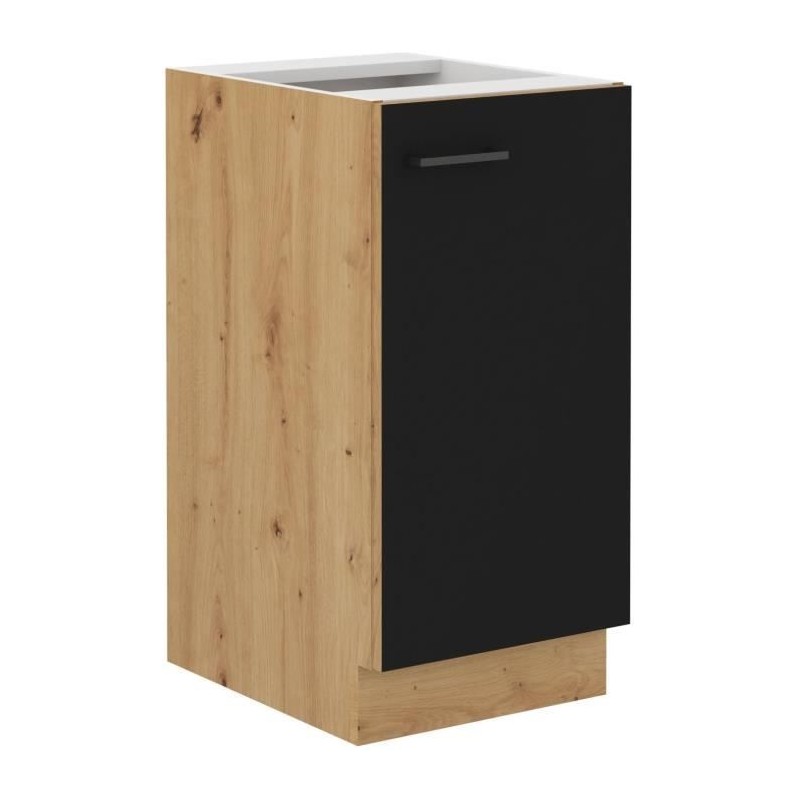 Unterschrank - MODENA - 40 cm - 1 Flügeltür - Artisan-Eiche und Mattschwarz - CUISINIER