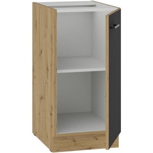 Unterschrank - MODENA - 40 cm - 1 Flügeltür - Artisan-Eiche und Mattschwarz - CUISINIER