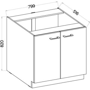 Unterschrank - MODENA - 80 cm - 2 Flügeltüren - Artisan-Eiche und Mattschwarz - CUISINIER