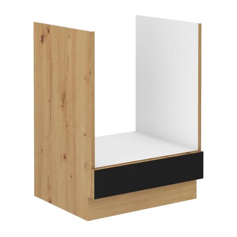 Low oven cabinet - MODENA - 60 cm - Artisan oak and matt black - CUISINIER