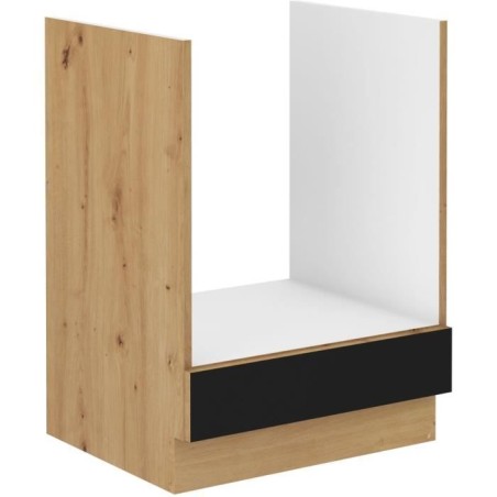 Niedriger Ofenschrank - MODENA - 60 cm - Artisan-Eiche und Mattschwarz - CUISINIER