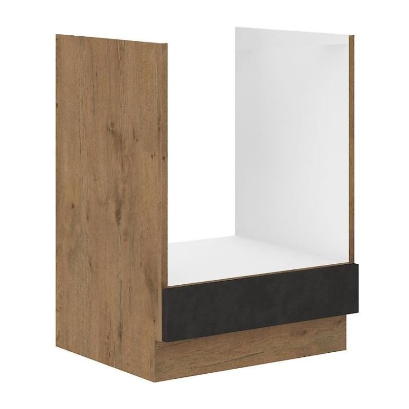 ROCK oven cabinet - Melamine with lancelot oak and matera gray decor - L60 x H82 cm