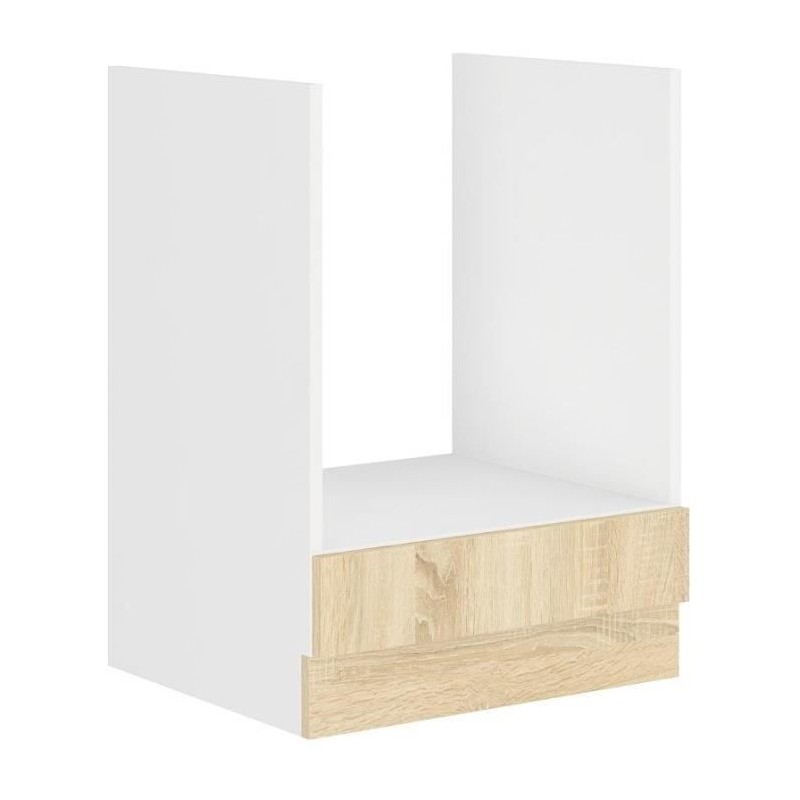 Meuble bas four - Décor chene sonoma - L60xP48xH82 cm - Plan de travail non inclus