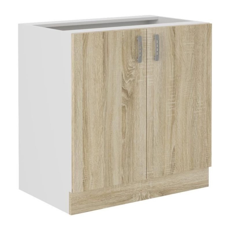 SARA low cabinet - 2 doors - Sonoma oak decor - L80xD48xH82 cm - Worktop not included - Made in Poland