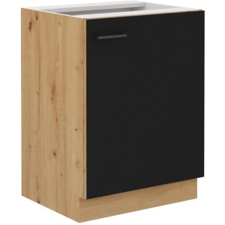 Unterschrank - MODENA - 60 cm - 1 Flügeltür - Artisan-Eiche und Mattschwarz - CUISINIER