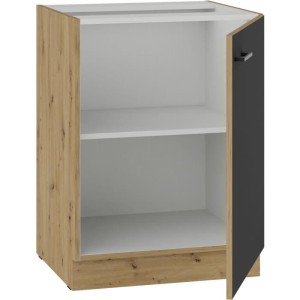 Unterschrank - MODENA - 60 cm - 1 Flügeltür - Artisan-Eiche und Mattschwarz - CUISINIER