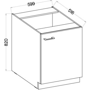 MODENA - Meuble bas - 1 porte battante - 60 x 52 x 82 cm - Chene artisan / Noir mat - Plan de travail non inclus