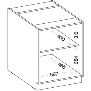 MODENA - Meuble bas - 1 porte battante - 60 x 52 x 82 cm - Chene artisan / Noir mat - Plan de travail non inclus