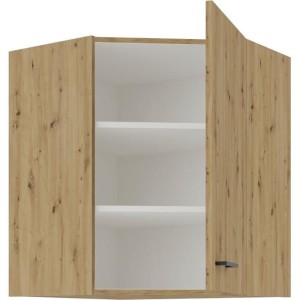 Eckhochschrank - MODENA - 89 x 89 cm - Artisan-Eiche und Mattschwarz - CUISINIER
