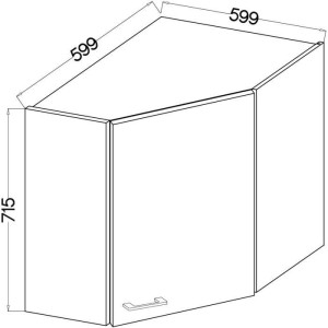 Eckhochschrank - MODENA - 89 x 89 cm - Artisan-Eiche und Mattschwarz - CUISINIER