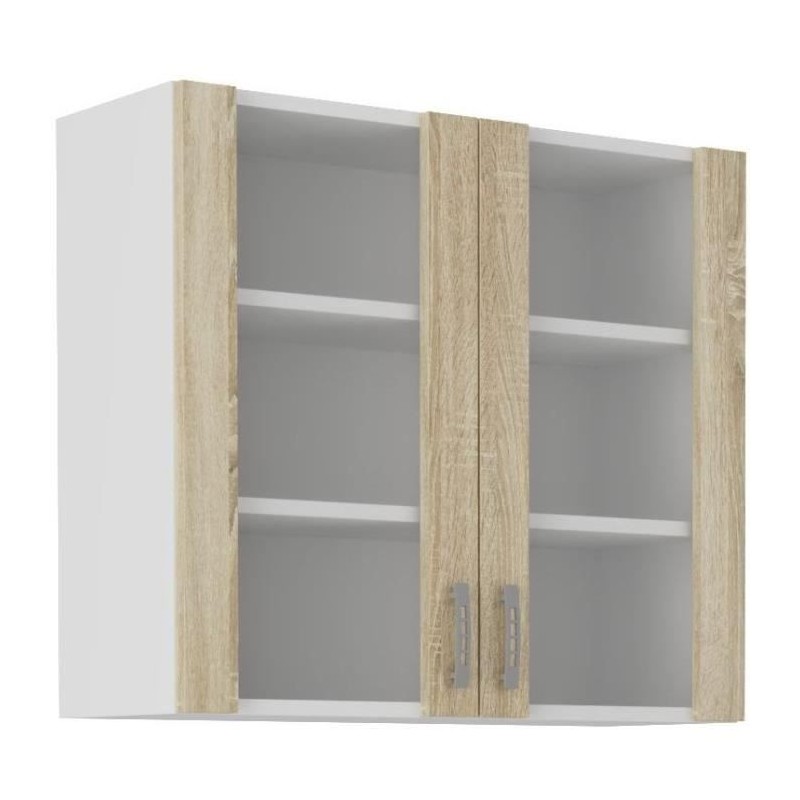 SARA Meuble haut - 2 portes - Décor chene sonoma - L80 x P31 x H71,5 cm