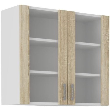 Hochschrank SARA – 2 Türen – Dekor Sonoma-Eiche – L80xT31xH71,5 cm – Hergestellt in Polen