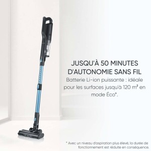 Aspirateur balai sans fil 2-en-1 - SEVERIN HV7151 - 300 W - 50 min - 650 ml - 80 dB - Noir / Bleu